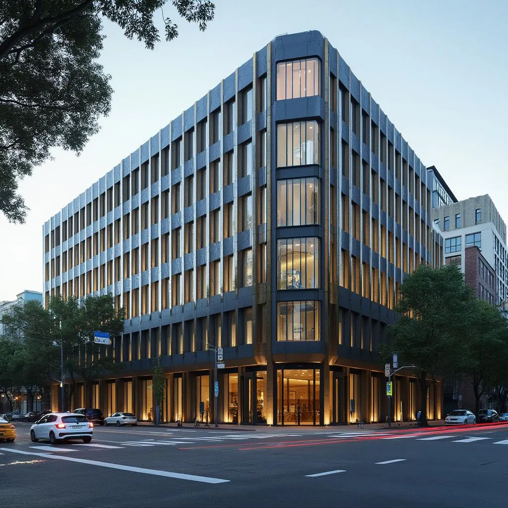 Edificio de oficinas moderno en el distrito financiero de Buenos Aires, sede de FinArgConsult