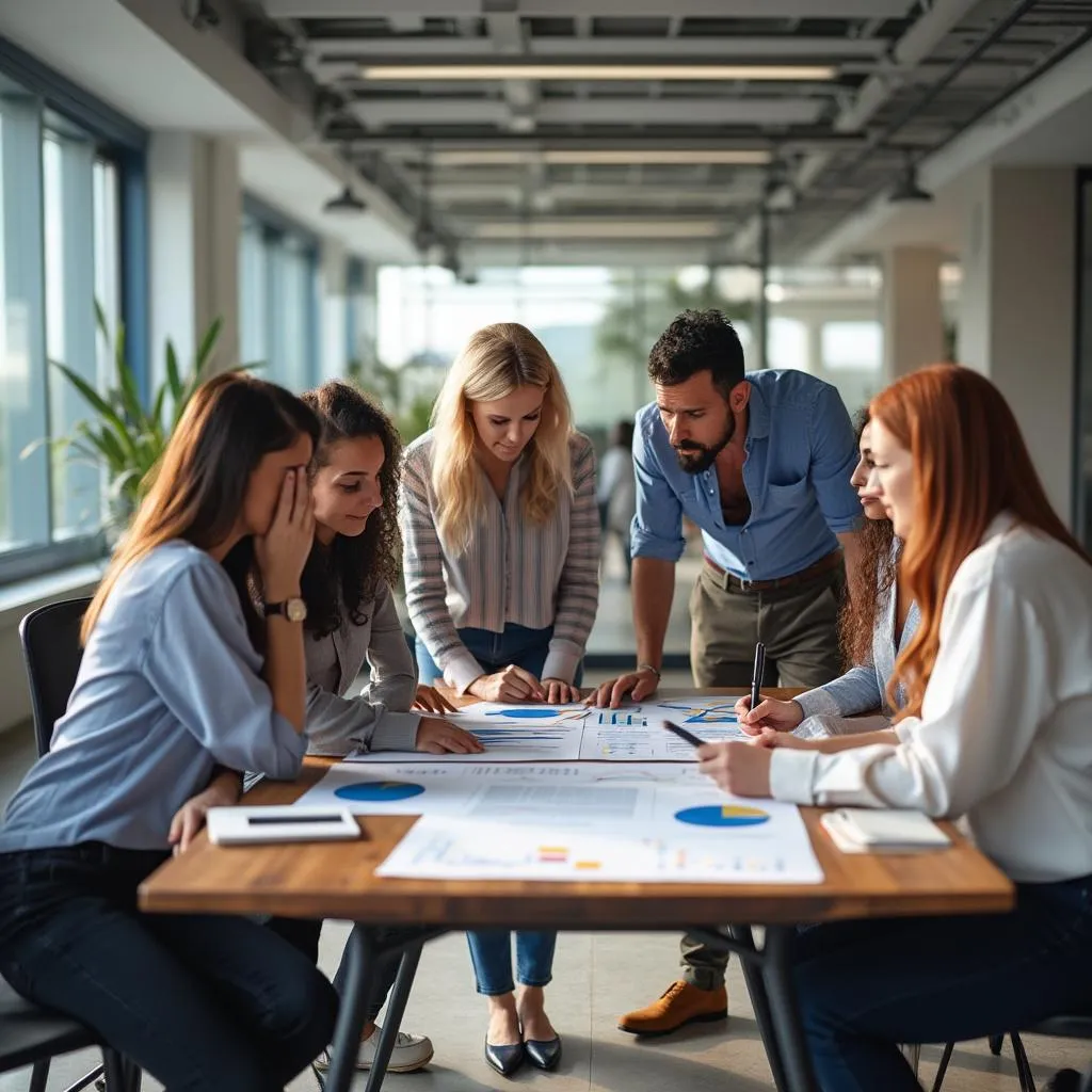Equipo discutiendo estrategias financieras